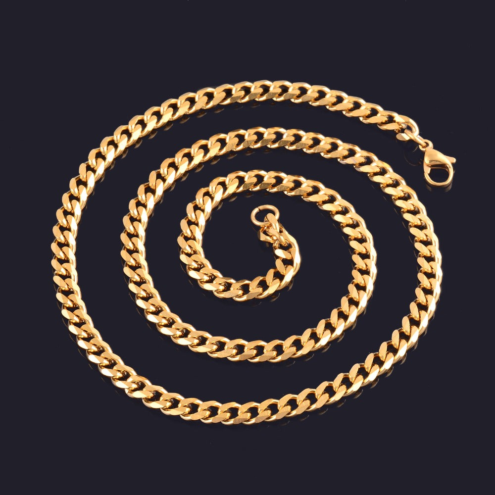 Edelstahl Halskette (Gold) in verschiedenen Größen